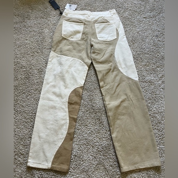 NWT Forever 21 Women's Size Small Tan White Colorblock Pants Boho Western - Picture 9 of 9